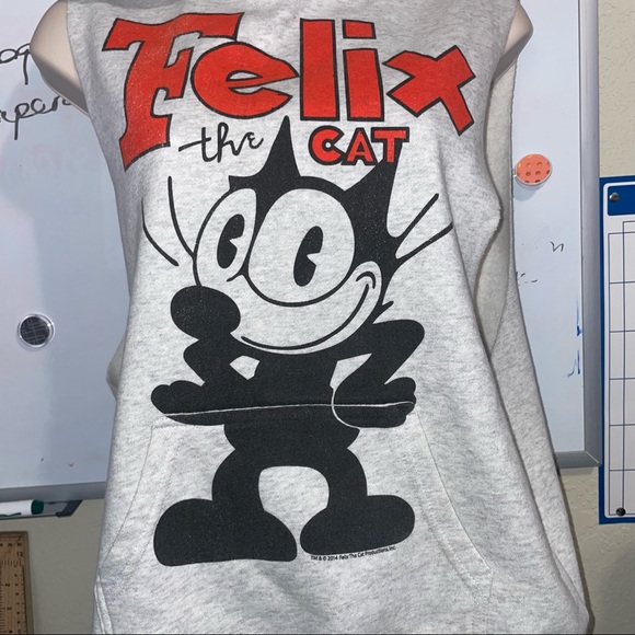 Felix the cat sleeveless grey hoodie size small - Picture 3 of 7